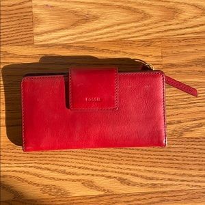 Red fossil wallet